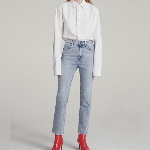 RAG & BONE Denim - RAG & BONE High Rise Straight Leg Light Stone Wash Jeans Size 26 Zipper Fly
